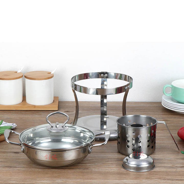 [HCM]Bộ Nồi Lẩu Bếp Cồn 1 Người Kiểu Mới