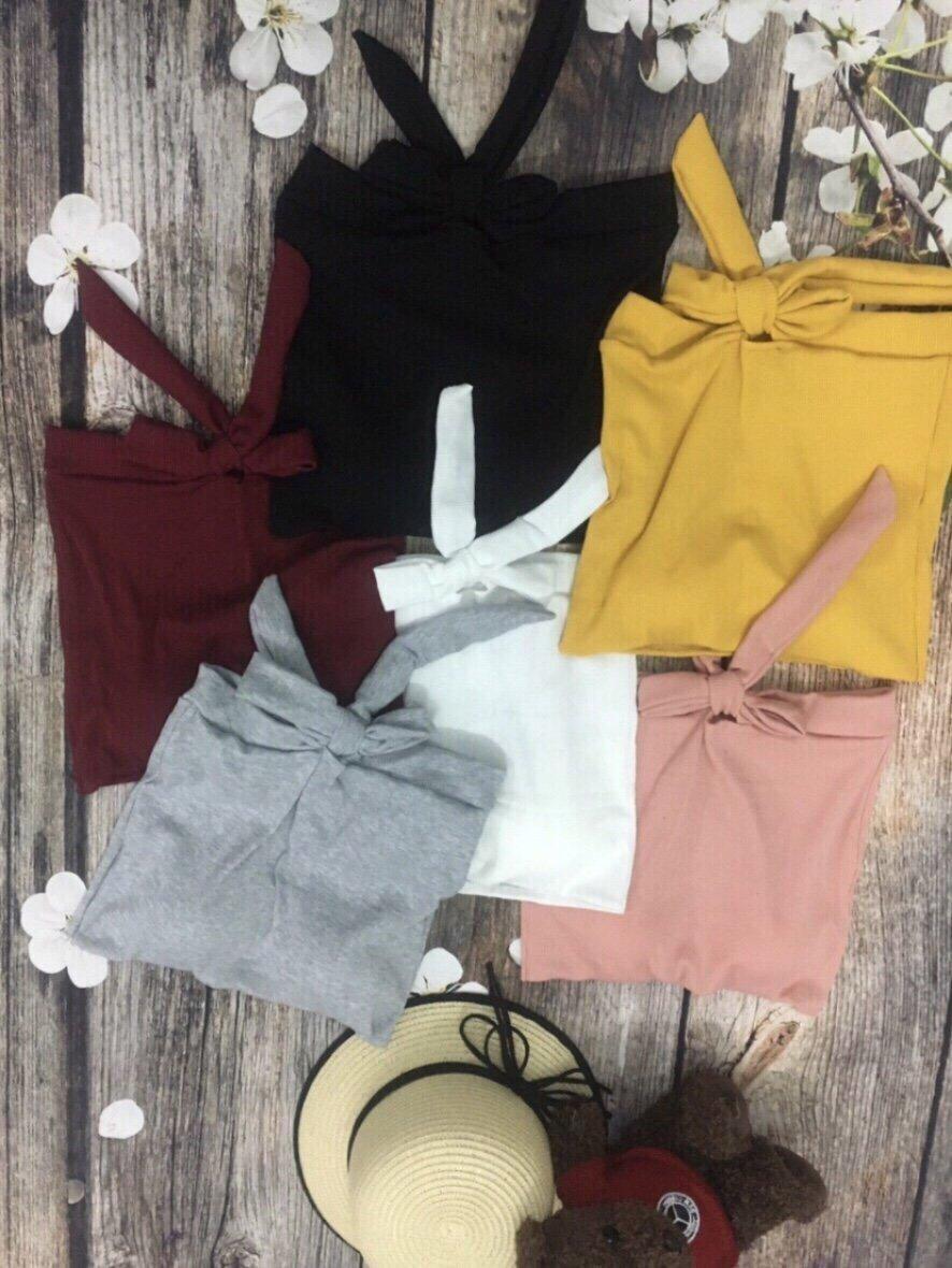 Áo ống thun gân phối nơ cột eo quyến rũ TTSL0003