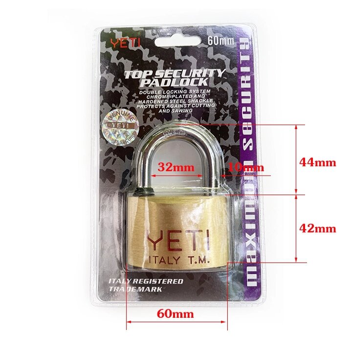 Ổ khoá bấm Yeti 60mm chìa lỗ