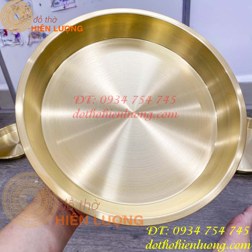 Đĩa đồng trơn đựng hoa quả đáy phẳng thờ cúng (giá 1 cái)