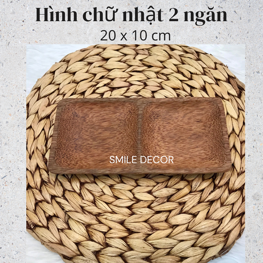 Đĩa gỗ dừa đựng thức ăn, trang trí Smile Decor