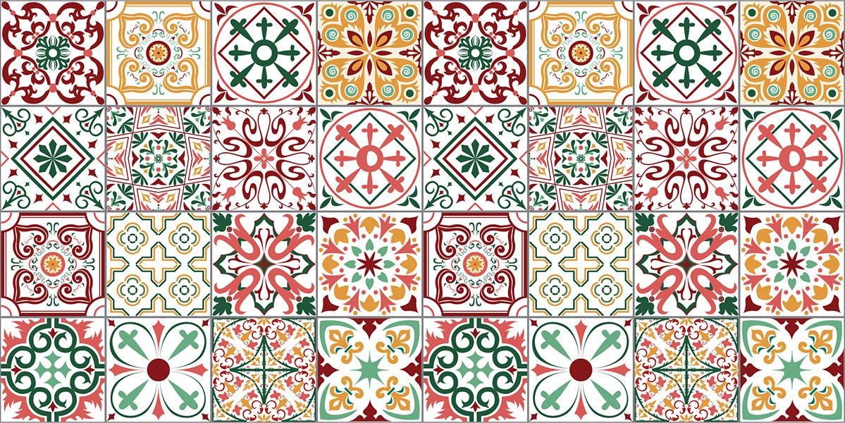 [HCM]Decal gạch bông ( decal nhựa thật không phải decal giấy PP) Set 32 ô 15cm - NK16 (60x120cm)