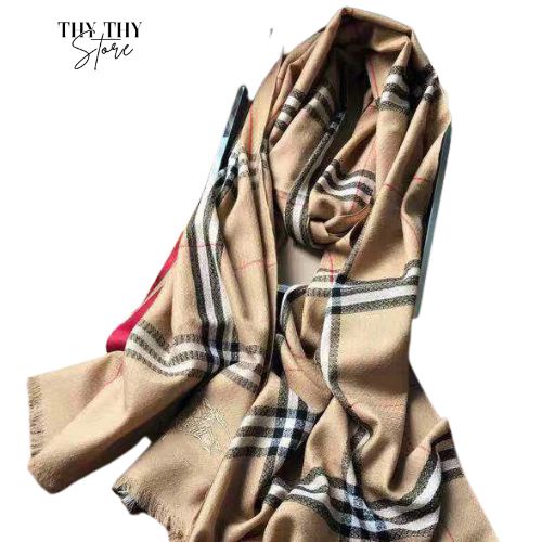 Khăn choàng cổ bbr 65x196cm THYTHY STORE Chất dạ đũi thêu lụa đẹp