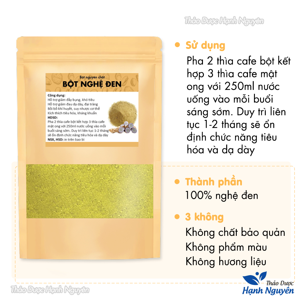Bột nghệ đen nguyên chất 100g, hỗ trợ tốt cho tiêu hóa, giảm đau dạ dày, đại tràng, làm đẹp da