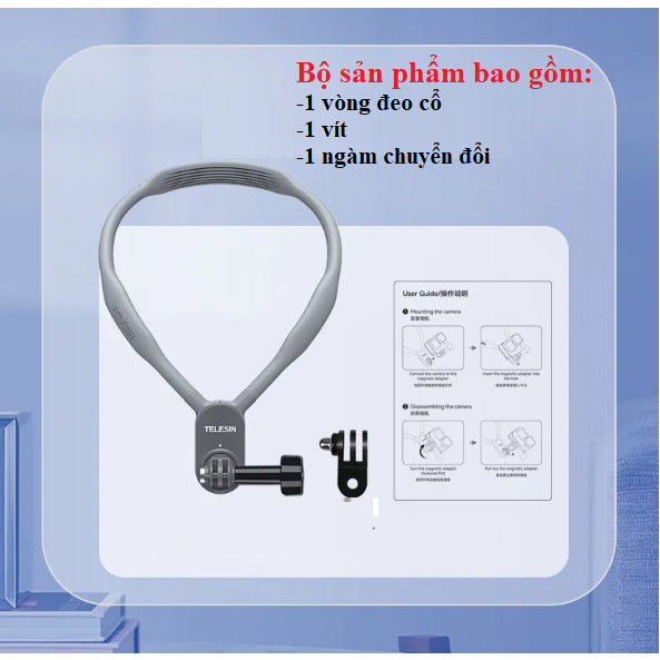 Vòng đeo cổ TELESIN dành cho Gopro , gắn điện thoại và Action camera- Hàng chính hãng