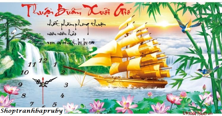 [HCM]Tranh thêu chữ thập Thuận Buồm Xuôi Gió LV3064 kích thước  75 x 43 cm