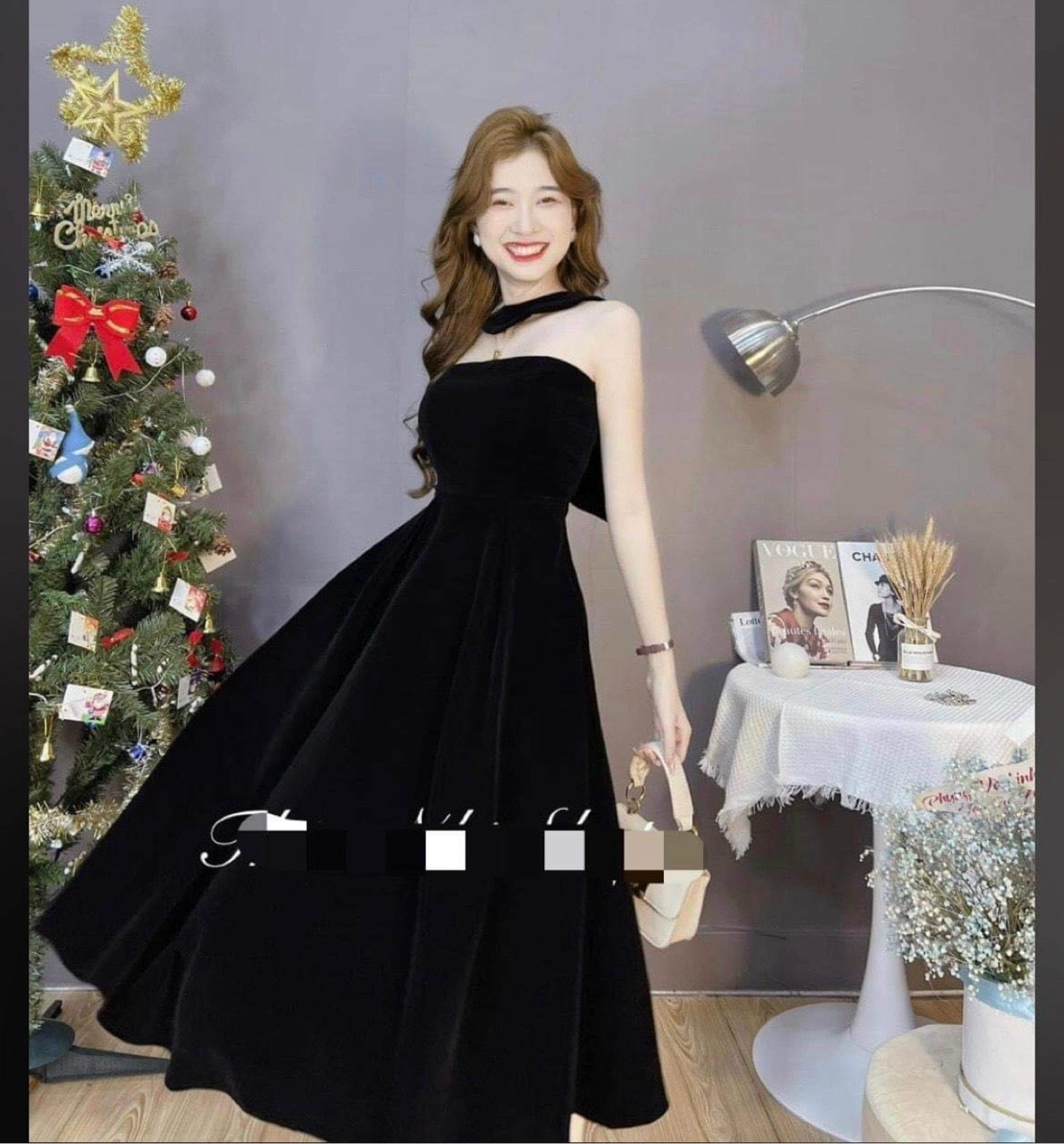 Váy đầm nữ vãi nhung Phối CHOCKER cực kỳ đẹp