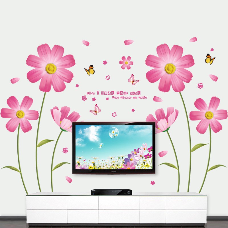 Decal dán tường hoa hồng cánh mỏng