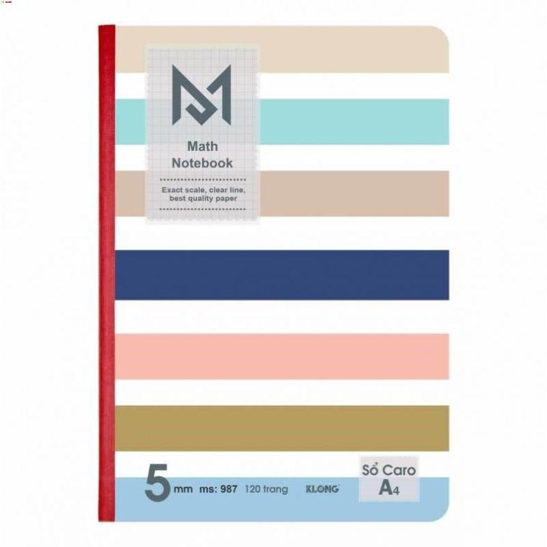 -Sổ KLONG Caro A4 Math Notebook may 120 trang; MS 987 [Klong]