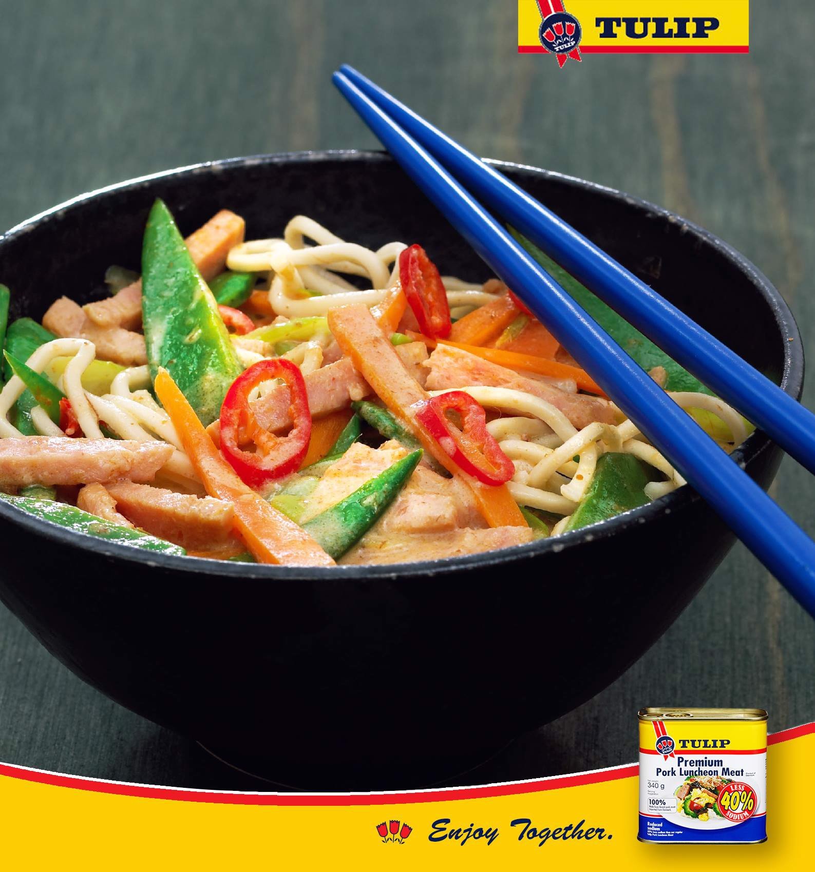 Thịt Heo Hộp 40% Giảm Mặn Tulip 340g - Nhập Khẩu Đan Mạch | Tulip Pork Luncheon Meat 40% Less Sodium 340g