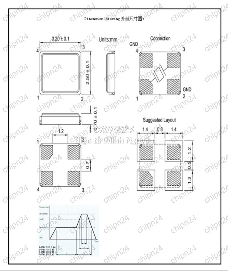 [3 con] (K355) Thạch anh Dán 3225 16M (4 chân 3.2x2.5mm 16MHz) - HH006058