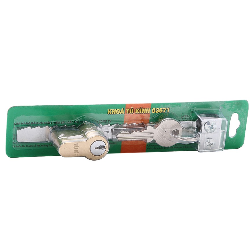 Ổ Khóa Cửa Tủ Kính, Tủ Kiếng Cửa Lùa VIỆT TIỆP Bằng Đồng Thau 03671 Chính Hãng