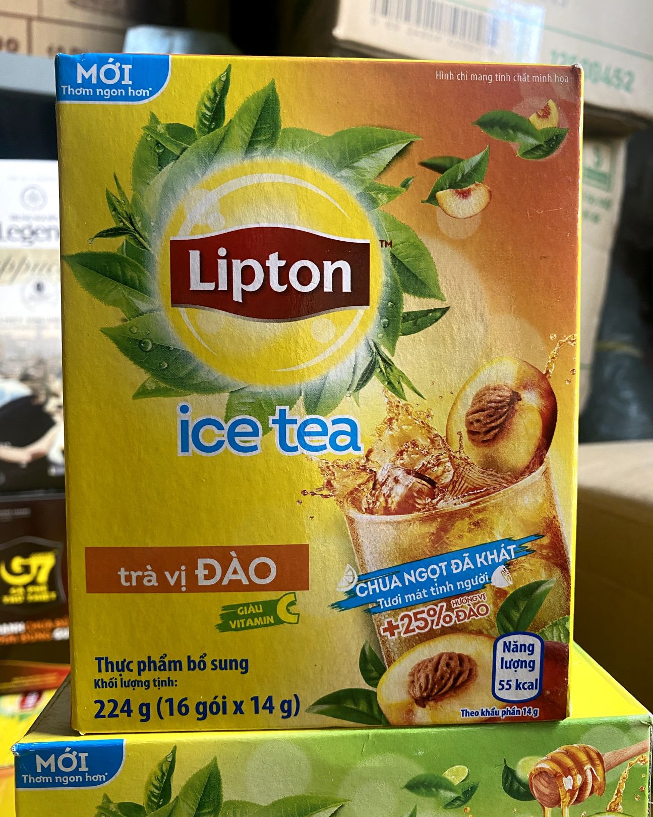 Trà Lipton hòa tan vị Chanh - Đào 224g(16 gói x 14g)