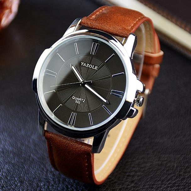 Đồng hồ nam dây da Yazole 332 sang trọng
