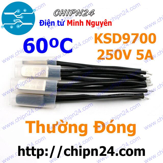 Cầu chì nhiệt ksd9700 thường đóng 60 độ kim loại