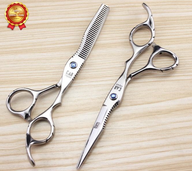 Bộ kéo cắt tóc Kasho BY trắng (Tặng bao da và chỉnh kéo khi mua 2 cây )