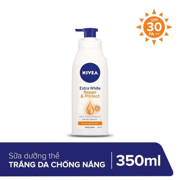 Sữa dưỡng thể dưỡng trắng Nivea giúp phục hồi & chống nắng (350ml) nhập khẩu