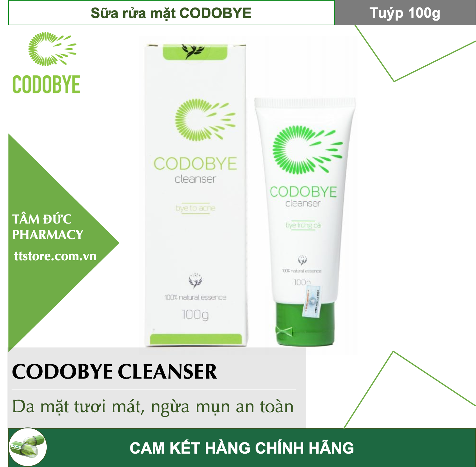 [HCM]CODOBYE CLEANSER - Sữa rửa mặt ngừa mụn 100g
