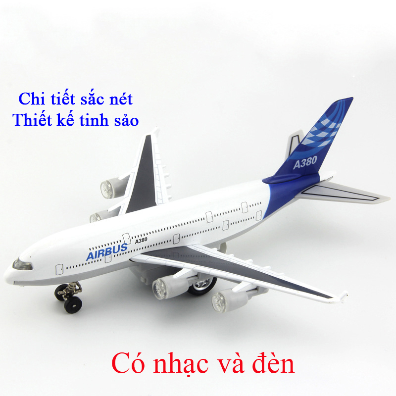 Đồ chơi mô hình máy bay AIRBUS A380 chất liệu hợp kim có nhạc và đèn đẹp, bền có thể trang trí, TẶNG kèm 1 xe ô tô mini xinh xắn chạy kèm máy bay hỗ trợ( màu ngẫu nhiên)