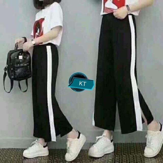 Quần ống rộng 1 sọc xẻ KTH0819