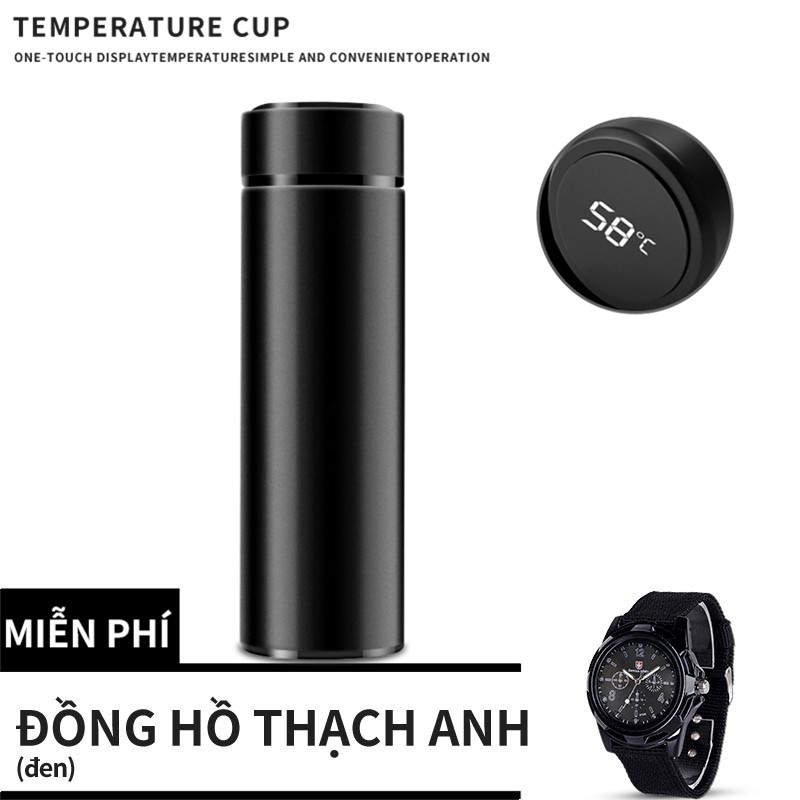 Bình nước giữ nhiệt dung tích 500ML có lớp chân không giữ nhiệt cách nhiệt màn hình LED cảm ứng thông minh - INTL