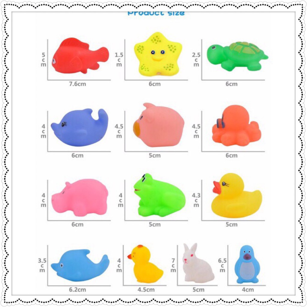 Thú thả chậu tắm cho bé (set 13 con) gắn còi chip chip