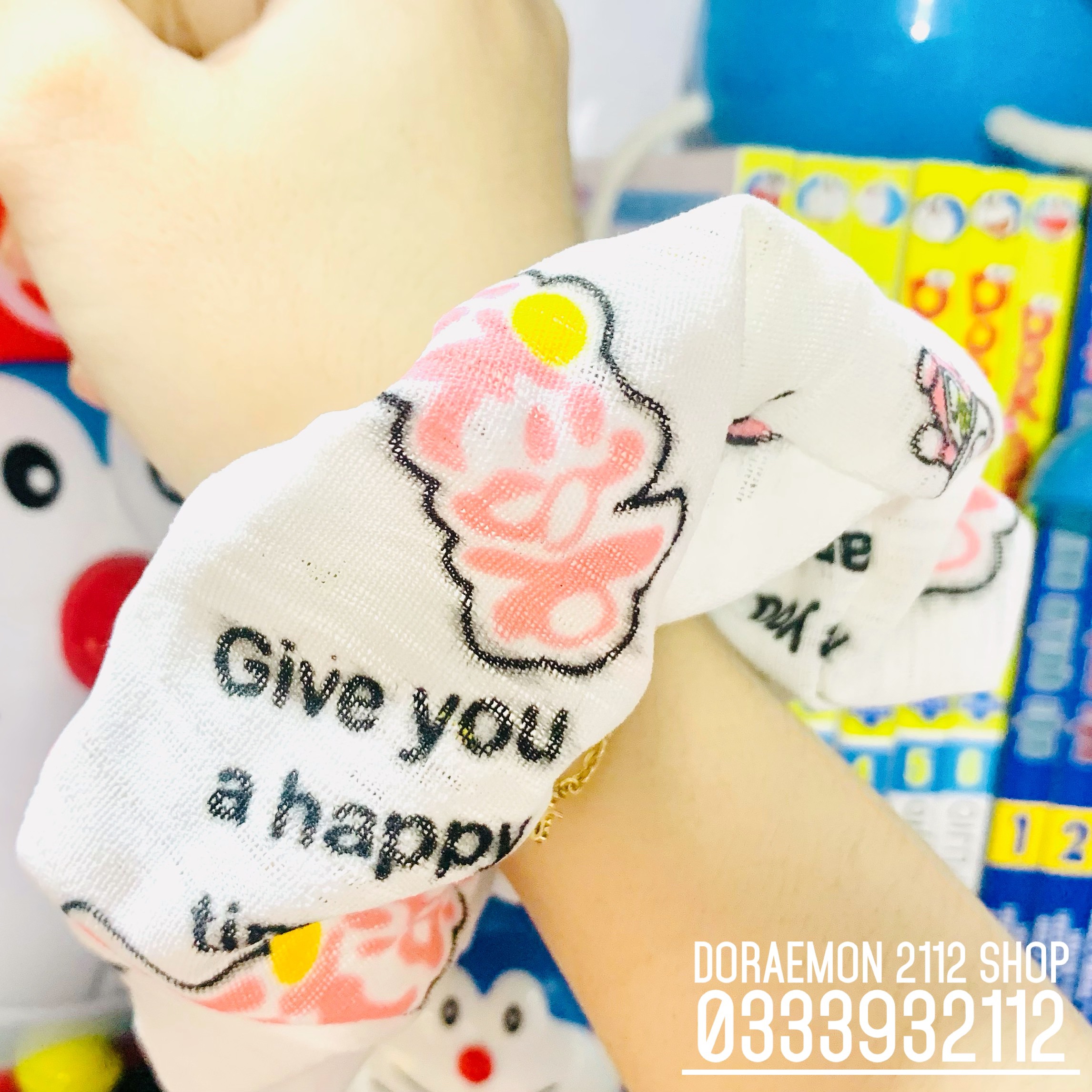 Hot Trend scrunchies cột tóc kiêm vòng đeo tay Doraemon