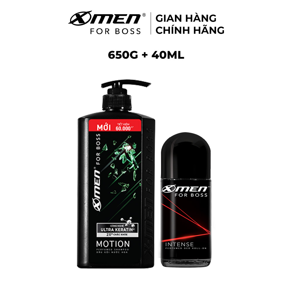 Combo dầu gội x-men for boss luxury / motion / legend 650g + lăn khử mùi x-men for boss intense 40ml