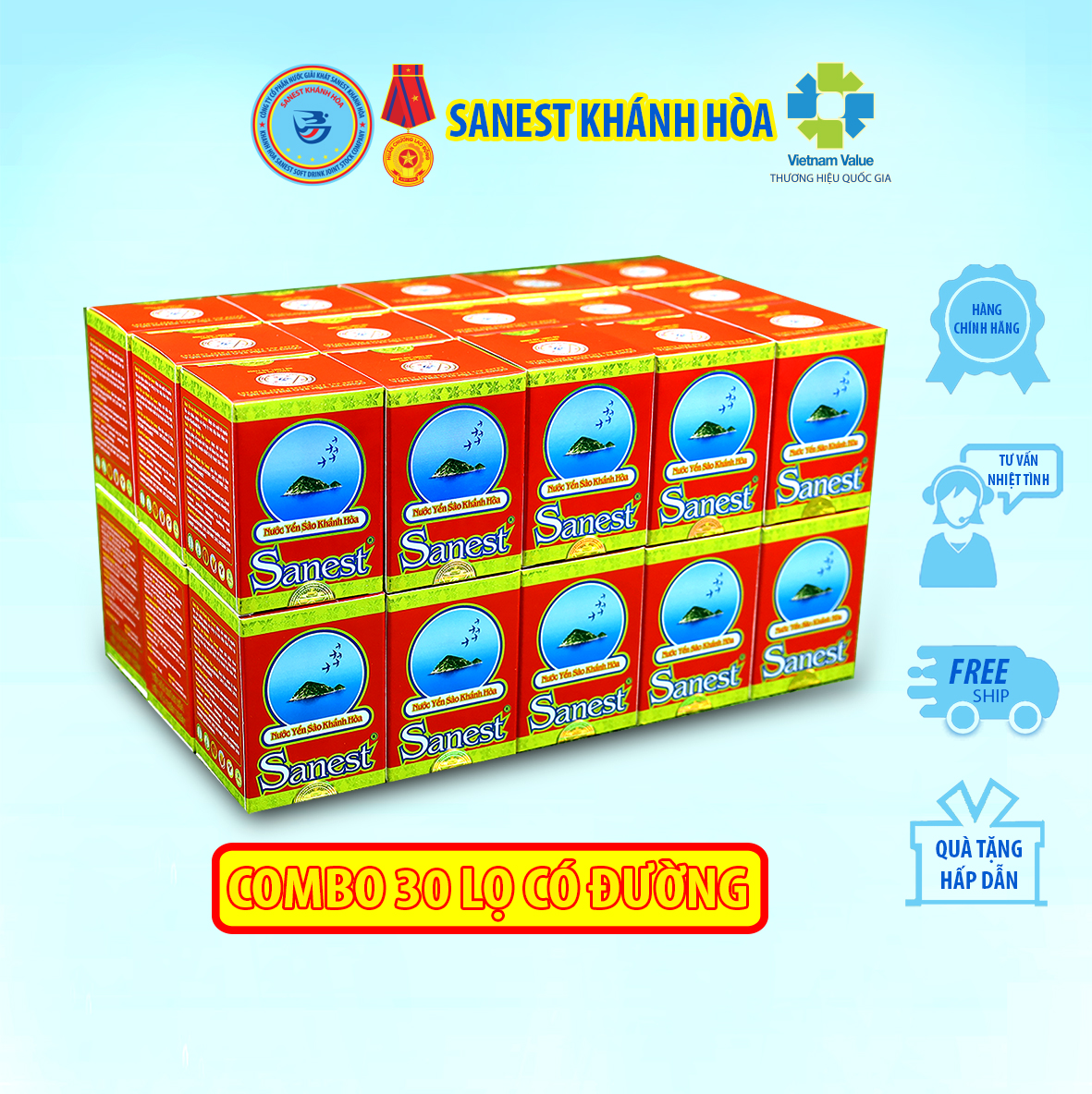 [COMBO 30 LỌ] Nước Yến sào Khánh Hòa Sanest 70ml