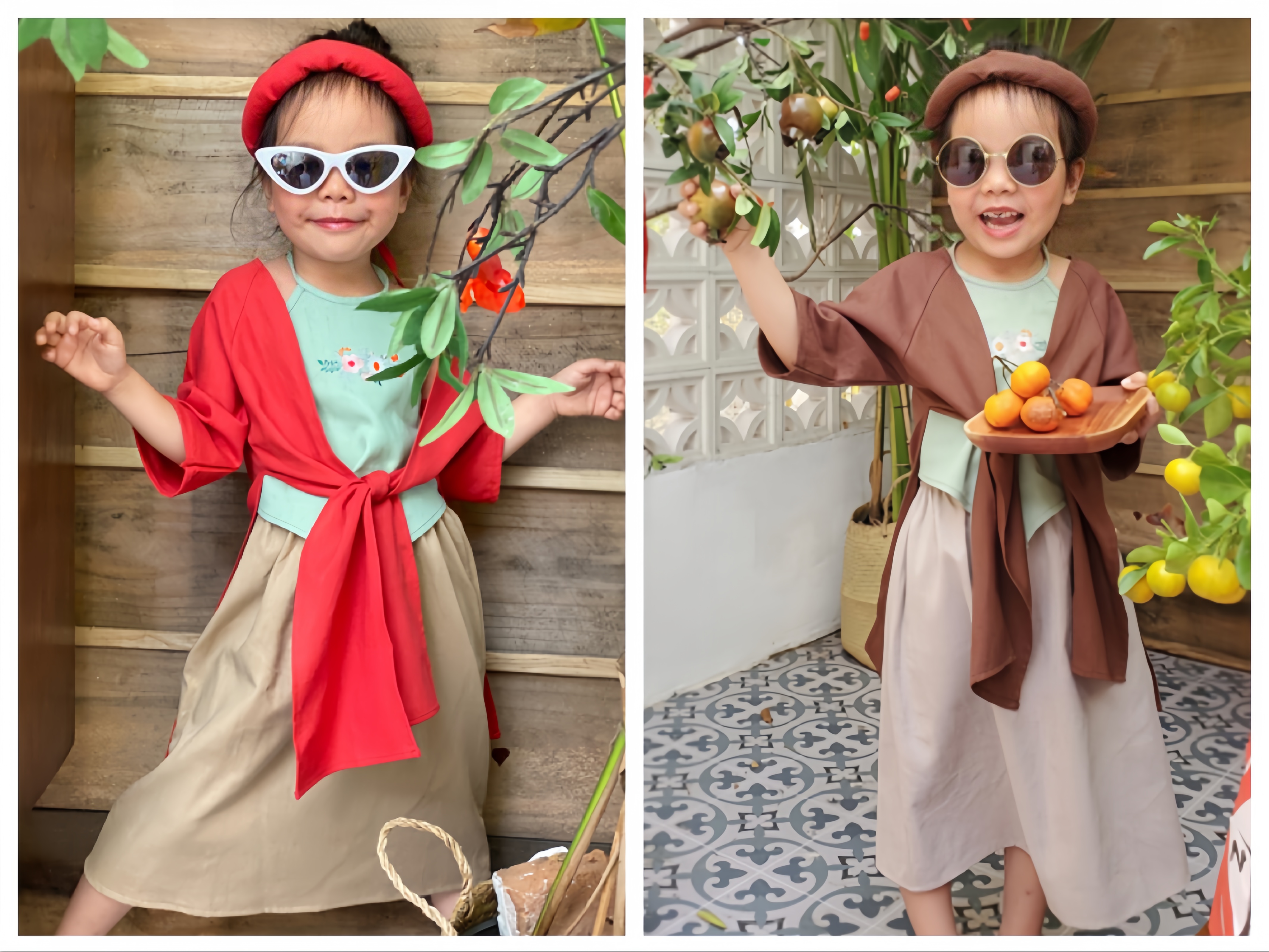 (PiPo) Bộ Áo Tứ Thân Linen Thêu Họa Tiết
