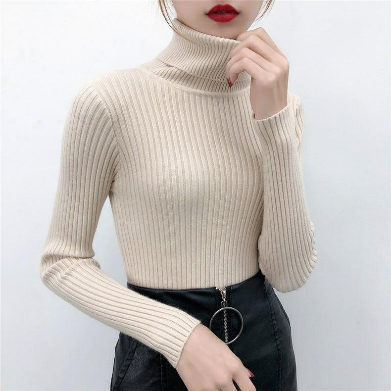 Áo len gân cổ lọ cao cấp