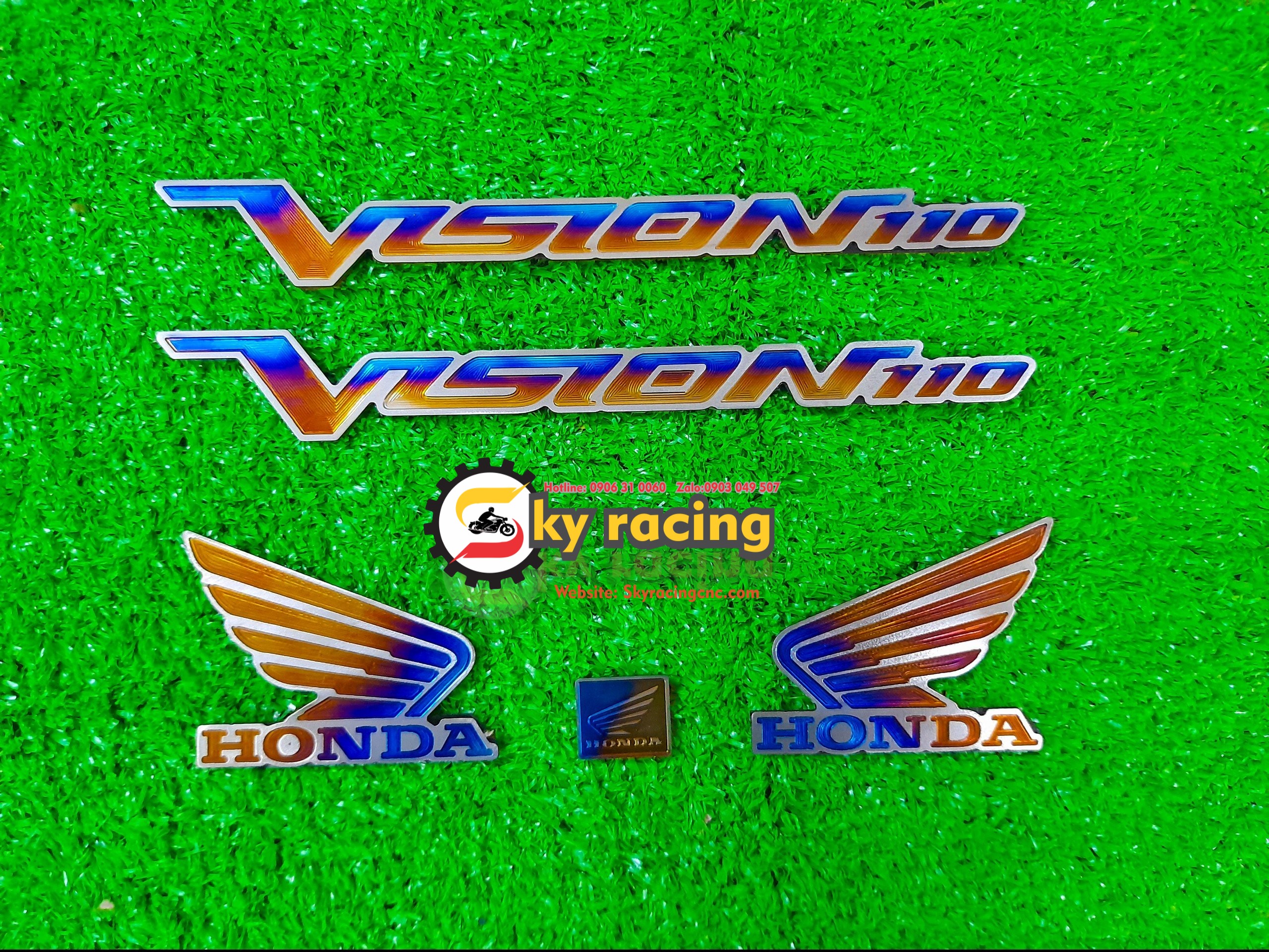 Combo tem titan Vision cặp tem hông Vision, cặp cánh chim và logo nhỏ trang trí xe máy