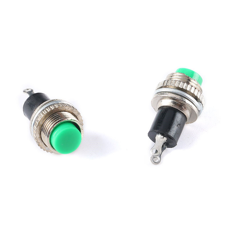 Công tắc nút nhấn đề vỏ sắt 10mm 2 chân - nhấn nhả không khóa