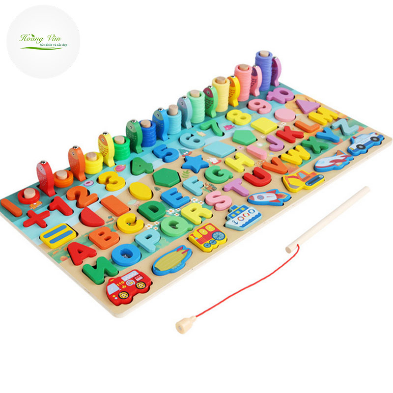 [HCM]Bảng chữ cái tiếng Anh chữ in hoa (6 in 1) gồm chữ cái chữ số hình học câu cá học toán