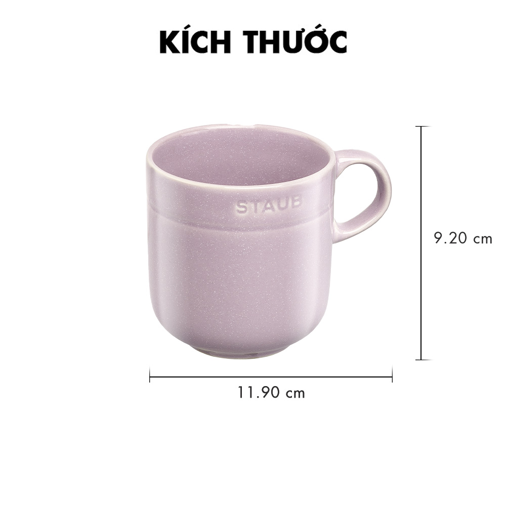 Cốc gốm sứ cao cấp STAUB 350ml (màu truffle trắng/Hoa anh đào)