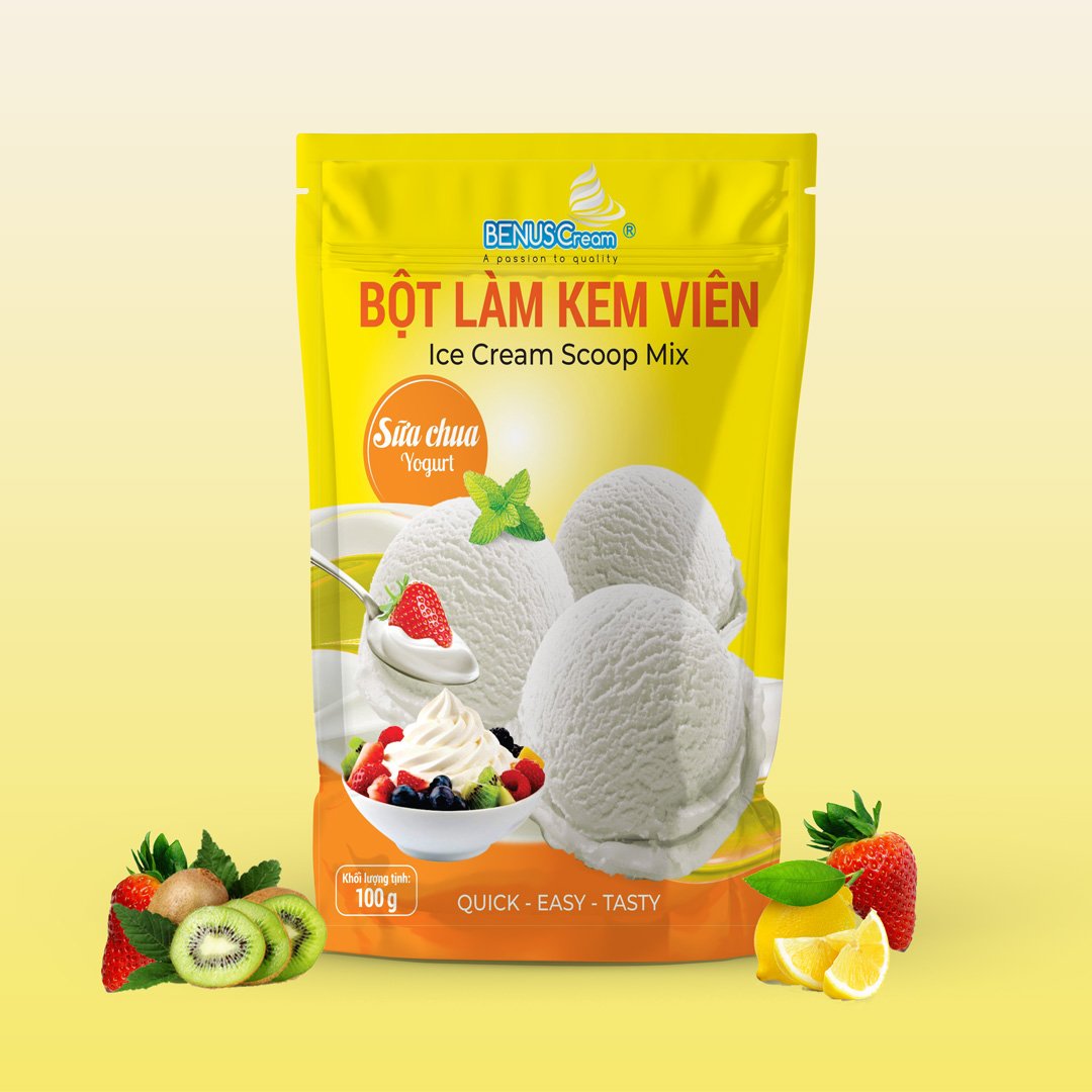 Bột làm kem viên-(Bột làm kem gia đình) Benuscream Túi 100gram