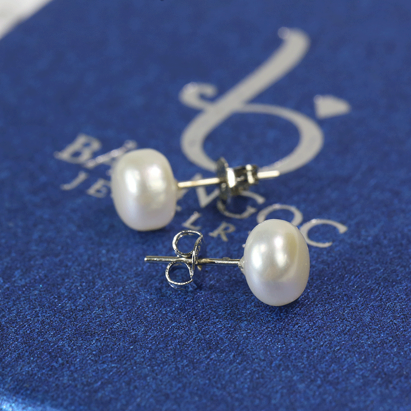 Bông Tai Ngọc Trai Tự Nhiên Nước Ngọt ( NGỌC TRAI THẬT 100%) - Bông Tai Bạc S925 Đính Ngọc Trai 10mm - B2510 - Bảo Ngọc Jewelry