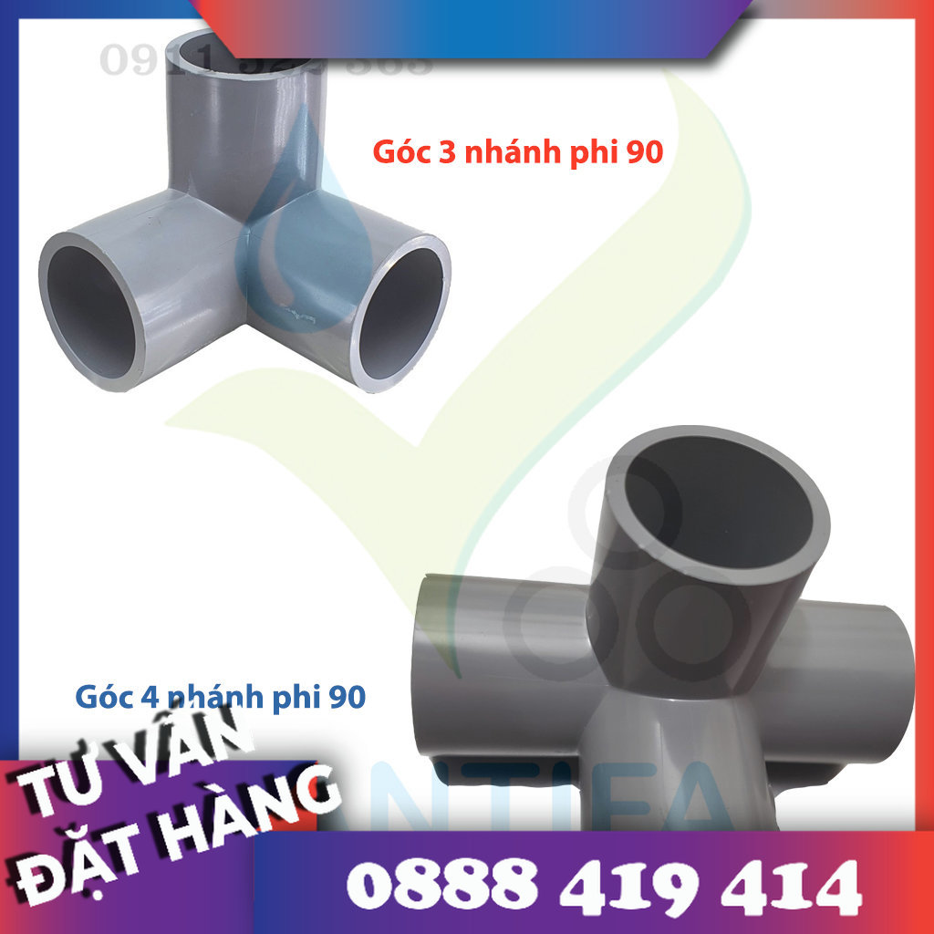 Chữ thập góc nhựa pvc phi 21, 27, 34, 42