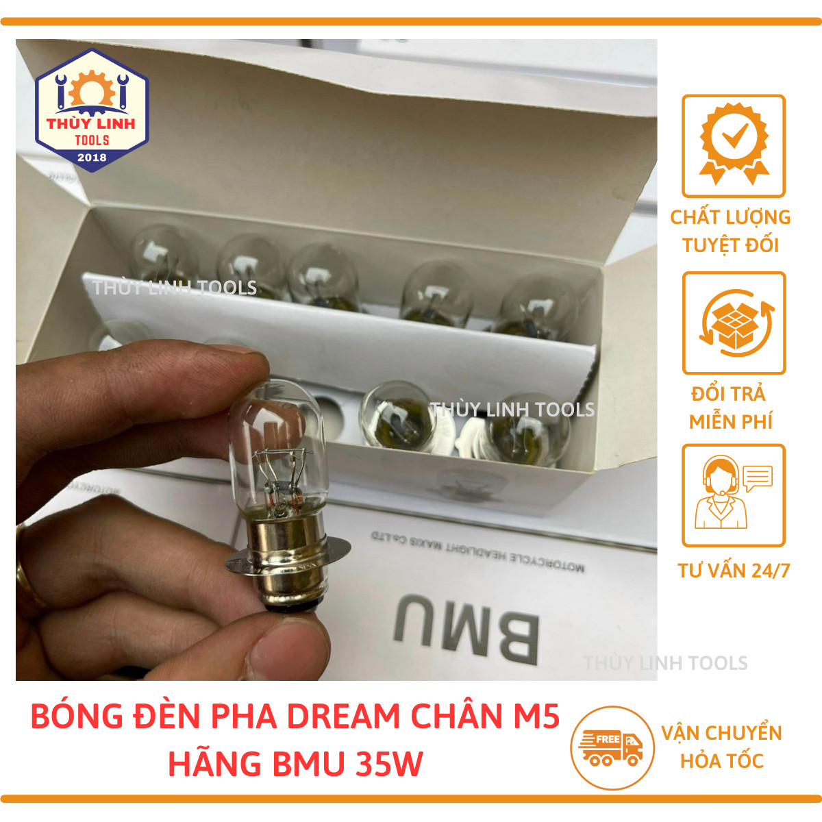 Bóng pha Dream, bóng hậu vàng cho xe máy Dream Thùy Linh Tools