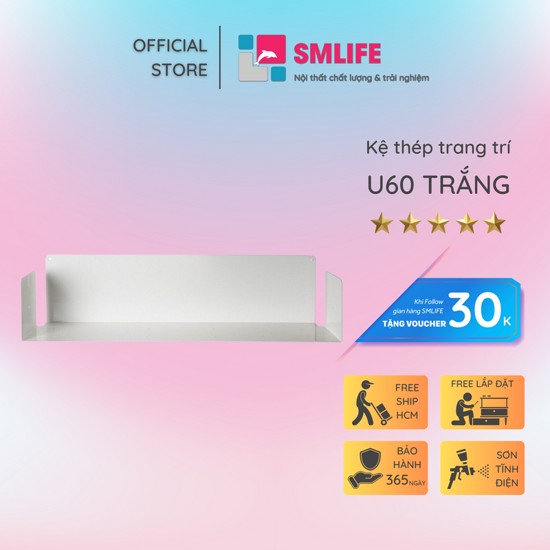 Kệ sách treo tường chữ U - Kệ treo tường bằng thép dày 16mm - Sơn tĩnh điện hiện đại
