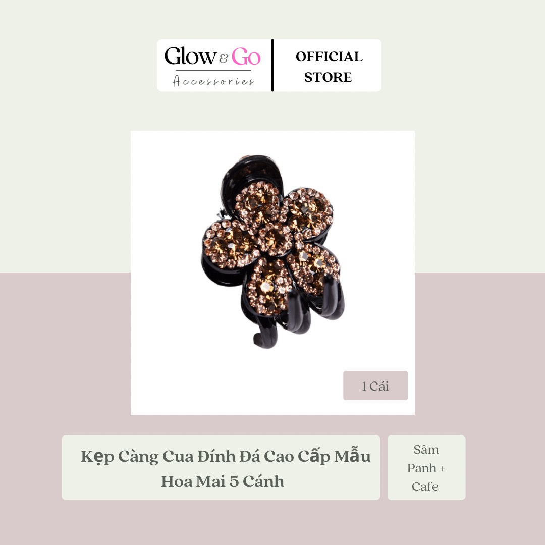 Kẹp Càng Cua Đính Đá Cao Cấp Mẫu Hoa Mai 5 Cánh New Korean Style Simple Girl Headwear Crystal Rhinestone Clover Hải Claws For Women Fashion Acrylic Ponytail Holder Clip Hair Accessories