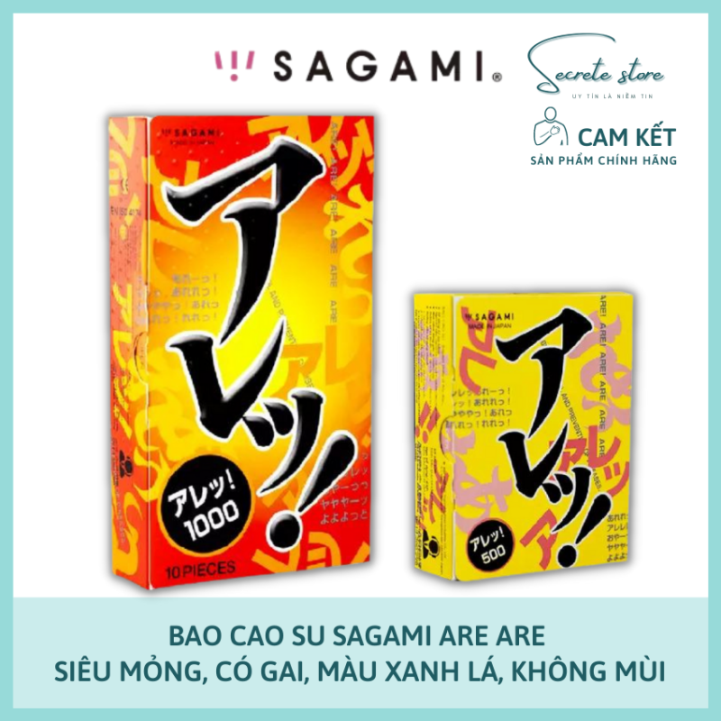 Bao cao su Sagami Are Are-BCS NHẬT siêu mỏng, có gai, màu xanh lá, không mùi (hộp 5c/10c) - Secrete Store nhập khẩu