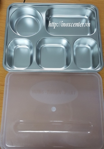 KHAY CƠM PHẦN 5 NGĂN SÂU LÒNG NHỎ INOX 201 ( 28x22x4 cm )