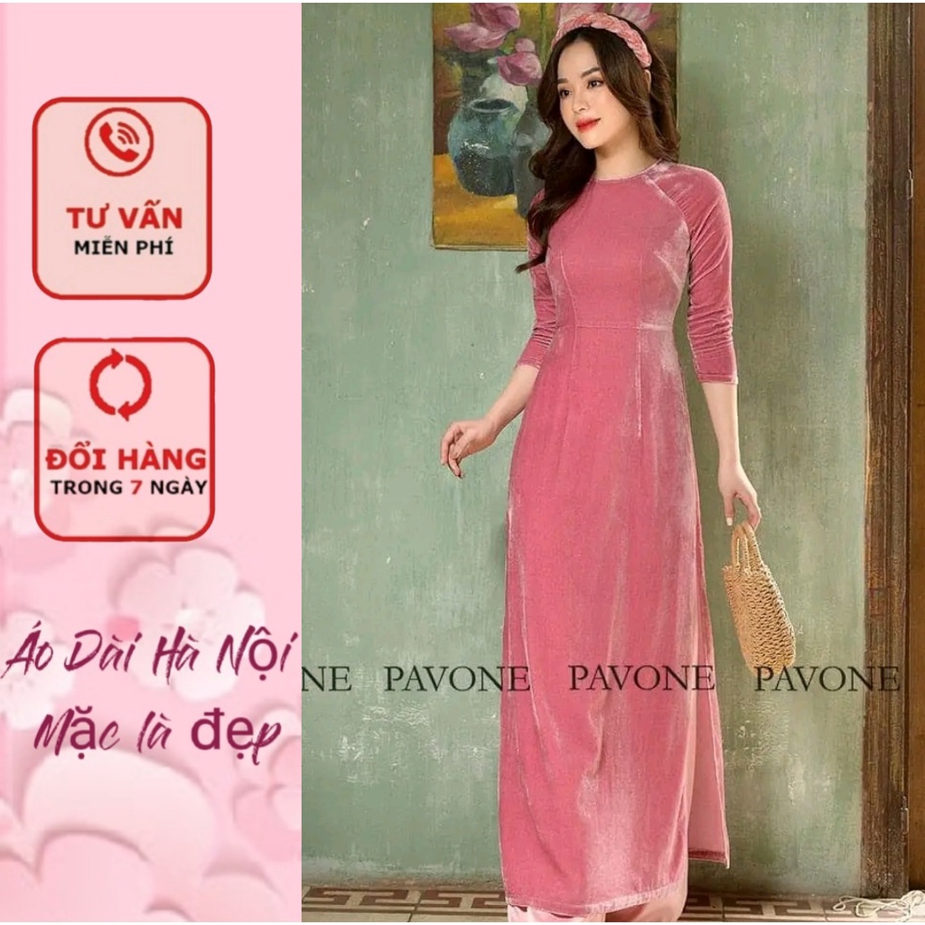 Top 4 màu áo dài nhung cổ tròn tay lỡ đẹp - Áo Dài Hà Nội