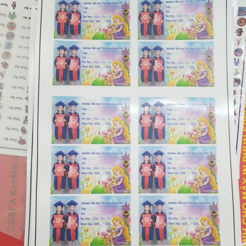 combo 40 nhãn vở in theo yêu cầu