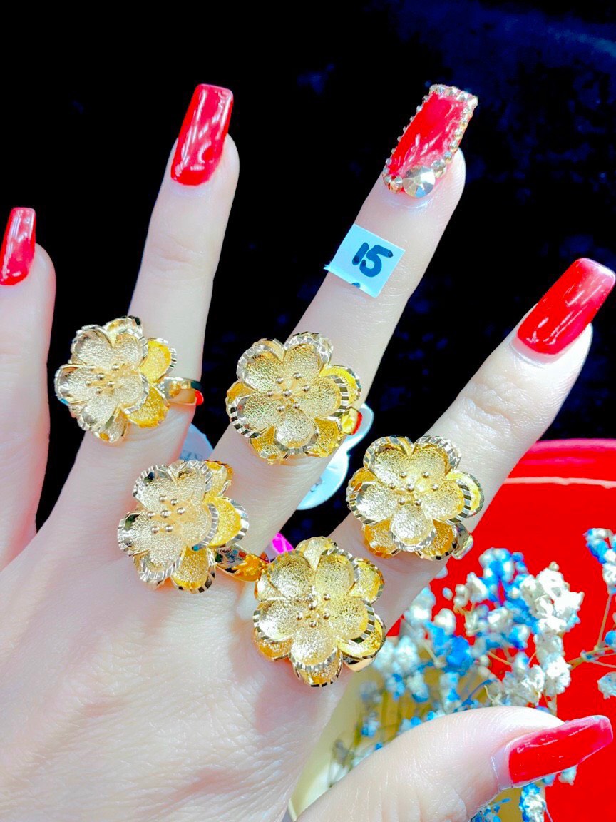 Nhẫn nữ, nhẫn nữ đẹp mạ vàng 18k, 24k cao cấp hình hoa mai năm cánh 2 lớp tinh xảo lấp lánh rực rỡ lung linh thiết kế sang trọng - 99-05102021 - Bao đổi trả trong vòng 07 ngày