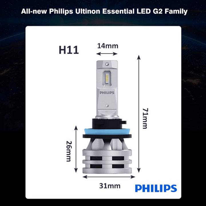 Đèn pha LED H11 Philips Ultinon Essential Gen 2 Siêu Sáng