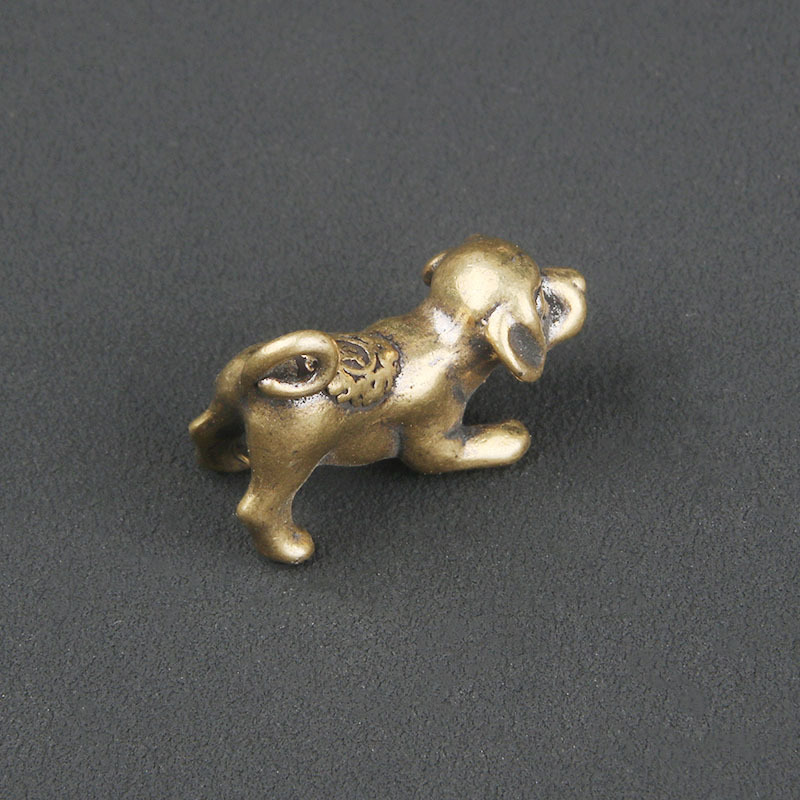 Tượng Nhỏ Bằng Đồng Hình Chó Con (Kích Thước: 3.0 x 2.2cm)