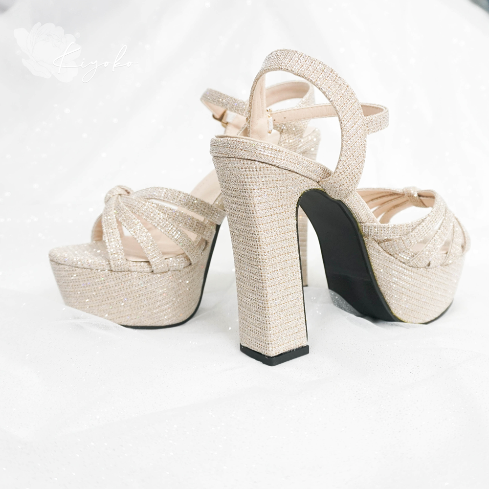 [HCM]Giày cưới Kiyoko sandal lấp lánh cao gót 13cm