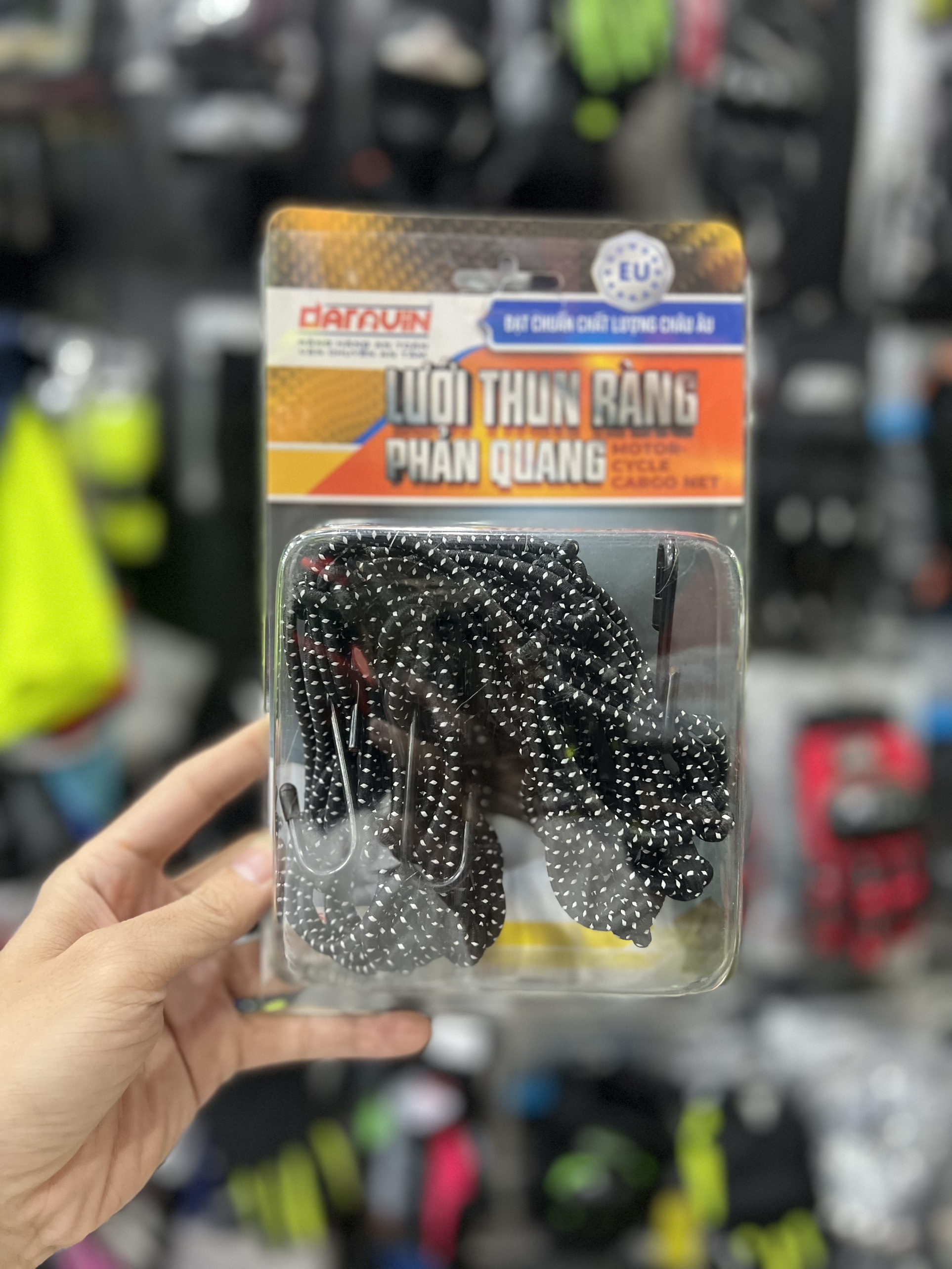 Lưới Thun Ràng Hàng DARAVIN Cho Xe Máy Phản Quang 100% Sợi Polyester Bền Bỉ 40x40CM